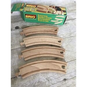 VINTAGE BRIO No:  3342 31405/62 Wooden Railway Curved Tracks, Euc With‎ Box